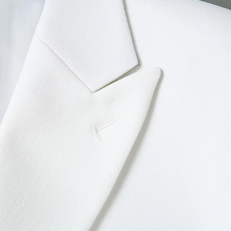 Wedding Prom Formal Suit Coats for Men Korean Style White Slim Fit Mens Suit Lightweight Blazers