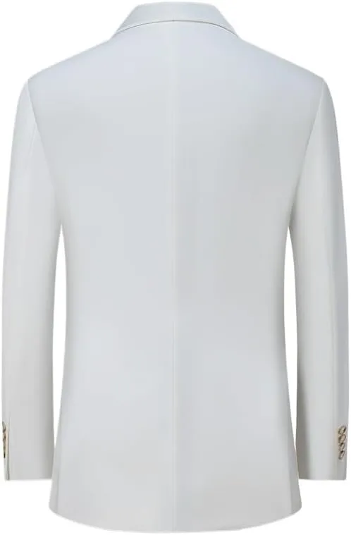 Wedding Prom Formal Suit Coats for Men Korean Style White Slim Fit Mens Suit Lightweight Blazers