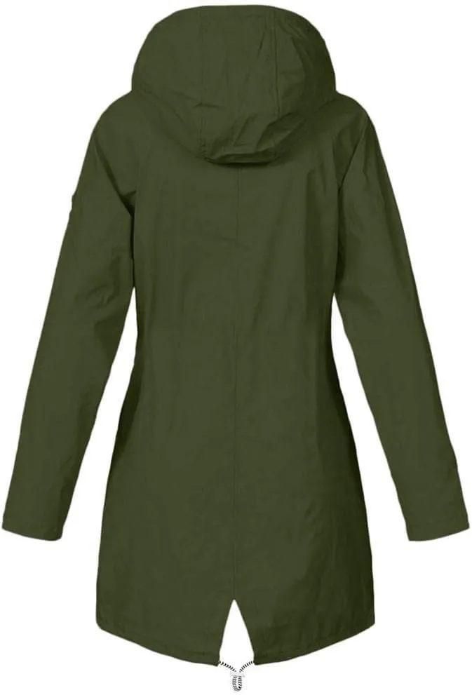 Windproof Jacket for Women Long Sleeve Full Zip Up Hooded Plain Windbreaker with Pocket Ligh Weight Overcoat Zipper Winter