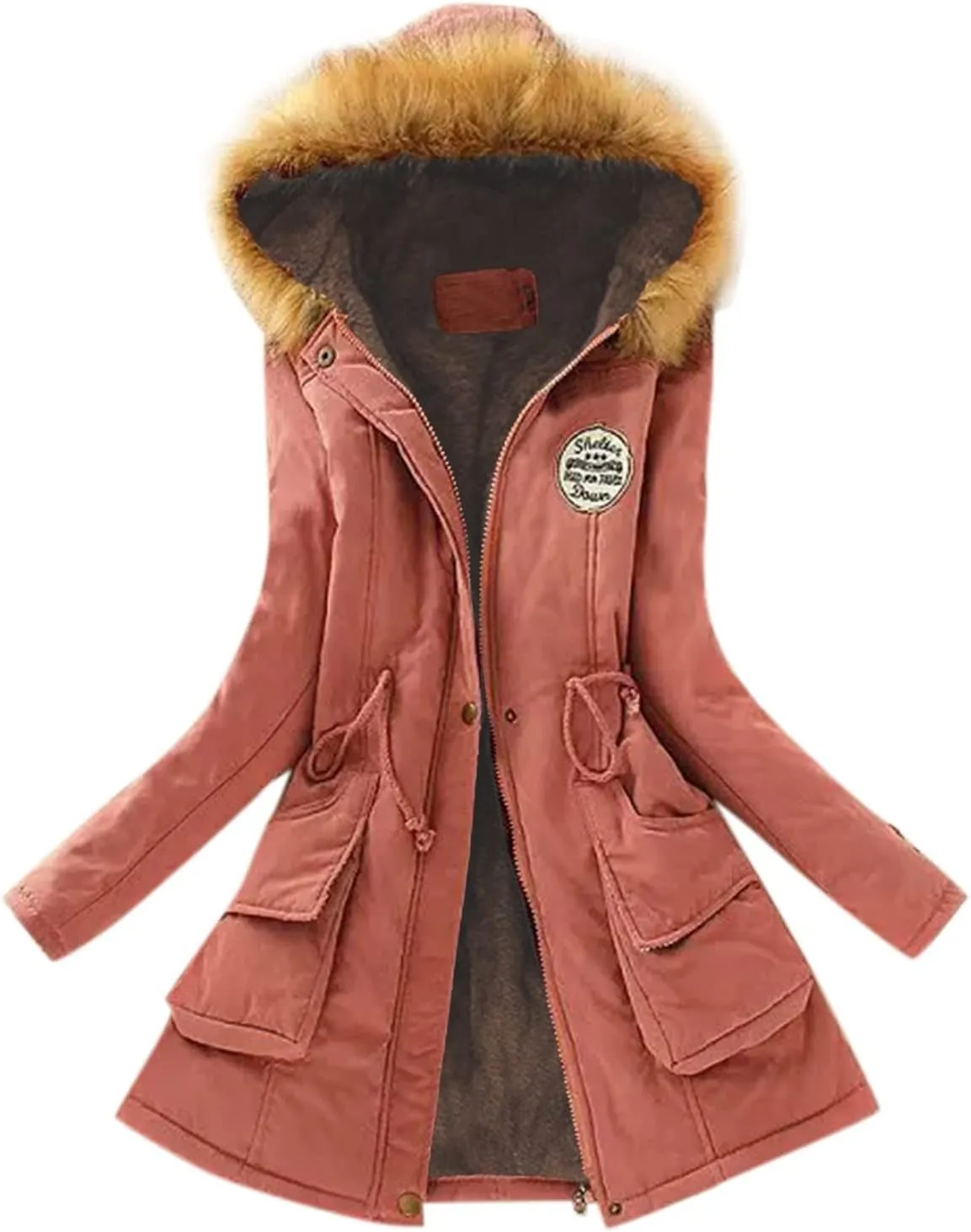 Winter Warm Sherpa Lined Coats Jackets for Women Plus Size Fuzzy Hooded Coats Parka Faux Fur Long Pea Coat Outerwear