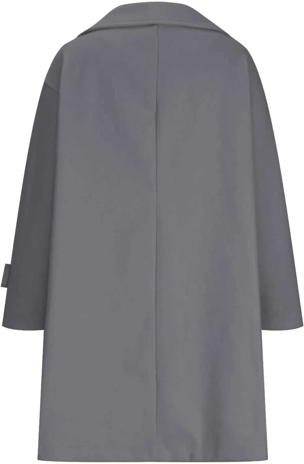 Winter Wool Blend Mid-Long Trench Coat for Women Notch Single-Breasted Oversized Lapel Lightweight Jacket Outwear