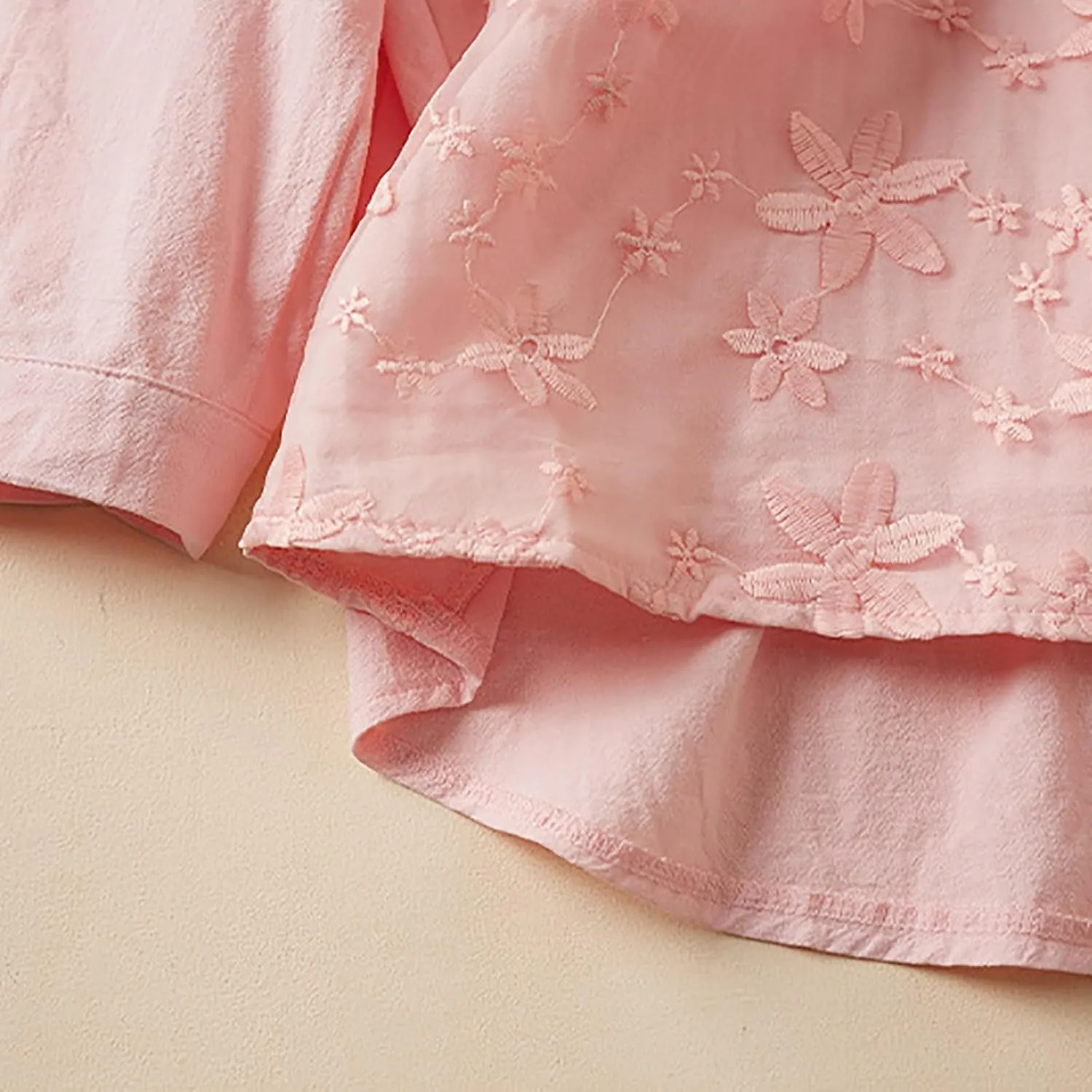 Women Cotton Linen Tops Vintage Floral Embroidered Shirts Summer Casual Long Sleeve V Neck Baggy Boho Peasant Blouse