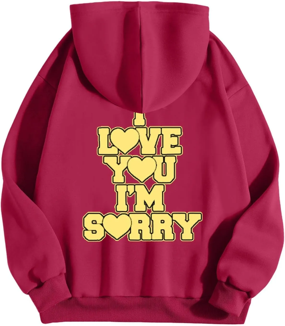 Women Hoodies Gracie I Love You I'm Sorry Letter Print Hoodie Pullover Long Sleeve Oversized Y2K Trendy Casual Shirts