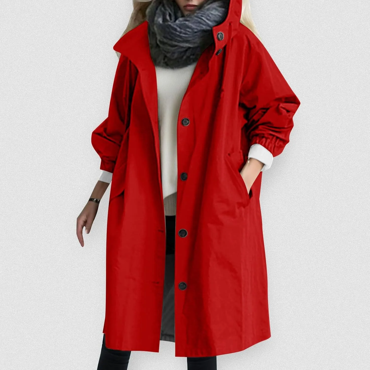 Women's 2025 Plaid Shacket Jacket Casual Button Wool Blend Winter Tartan Trench Coat With Pockets