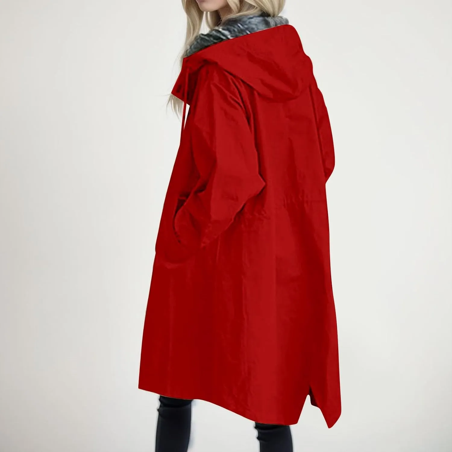 Women's 2025 Plaid Shacket Jacket Casual Button Wool Blend Winter Tartan Trench Coat With Pockets