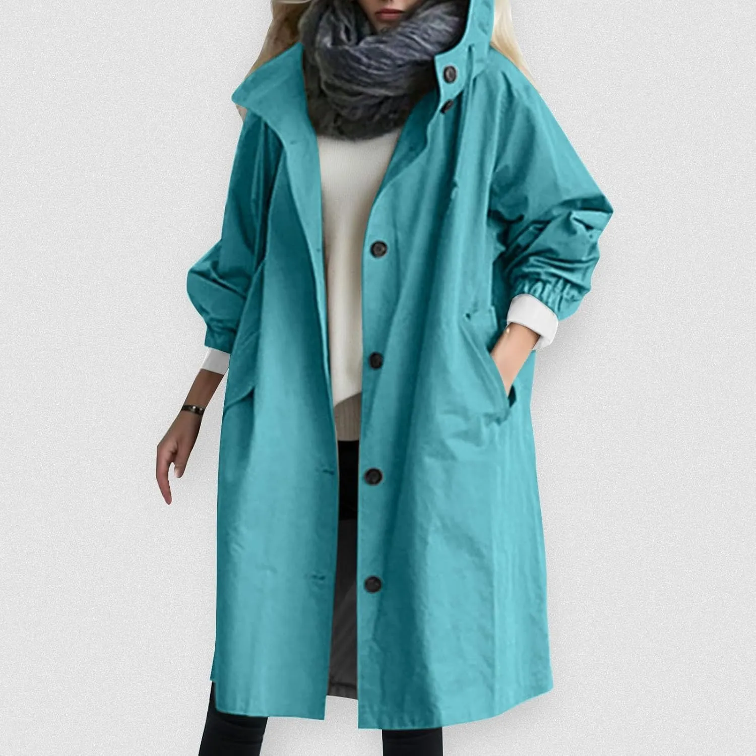 Women's 2025 Plaid Shacket Jacket Casual Button Wool Blend Winter Tartan Trench Coat With Pockets