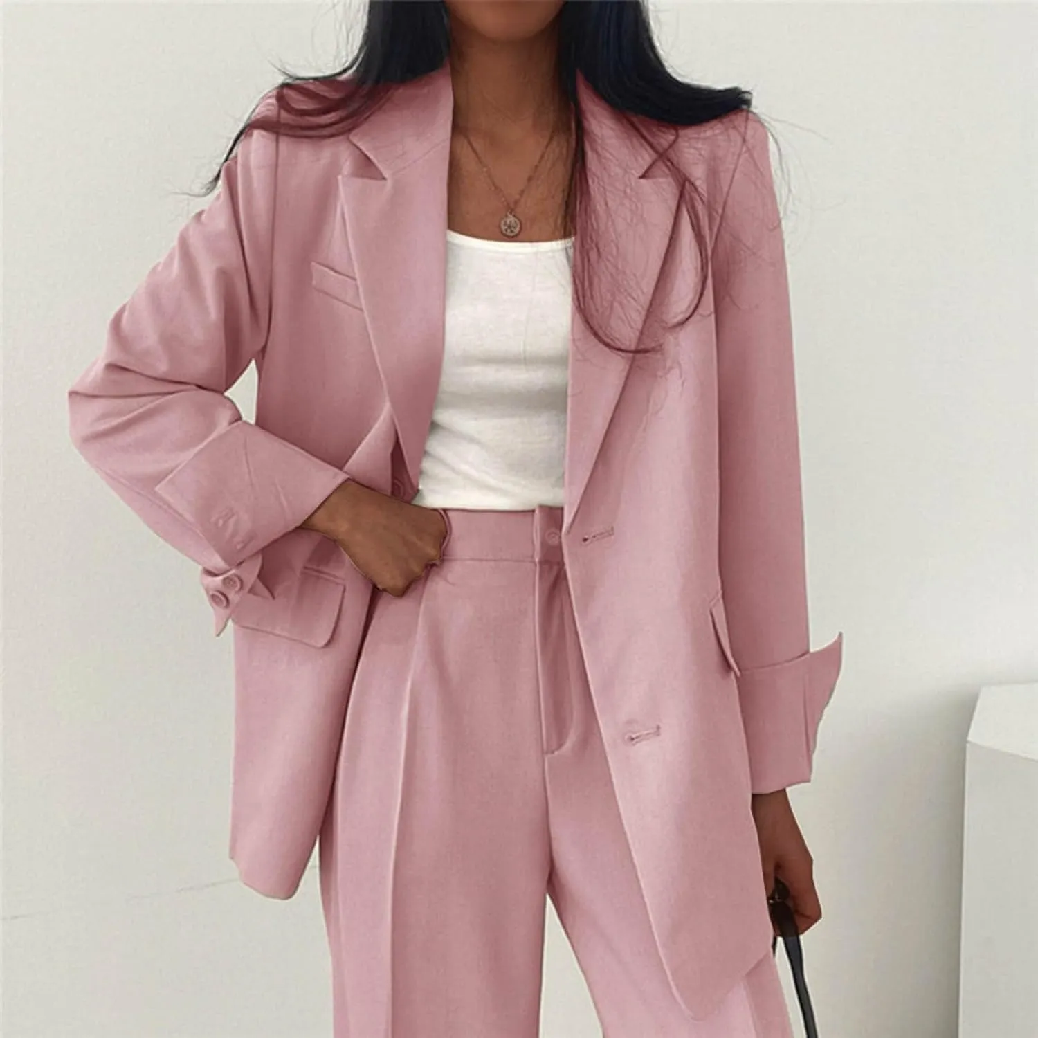 Women's Blazers & Suit Jackets Work Womens Top Buttonn Causal Lightweight Coat Fit It With Pockets Cardigan