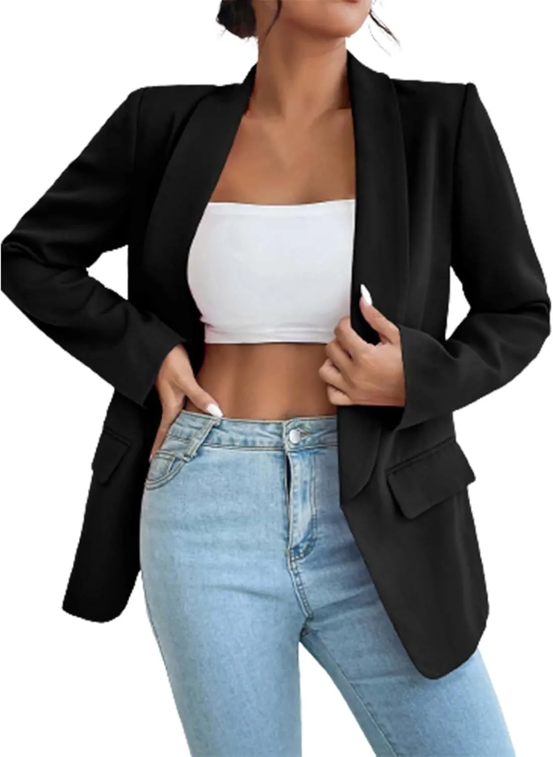 Womens Blazers for Work Casual Business for Women Blazer Cropped Work Funny Tops Soft With Pockets Cardigan