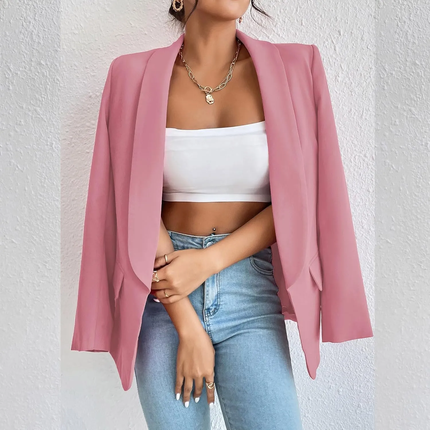 Womens Blazers for Work Casual Business for Women Blazer Cropped Work Funny Tops Soft With Pockets Cardigan