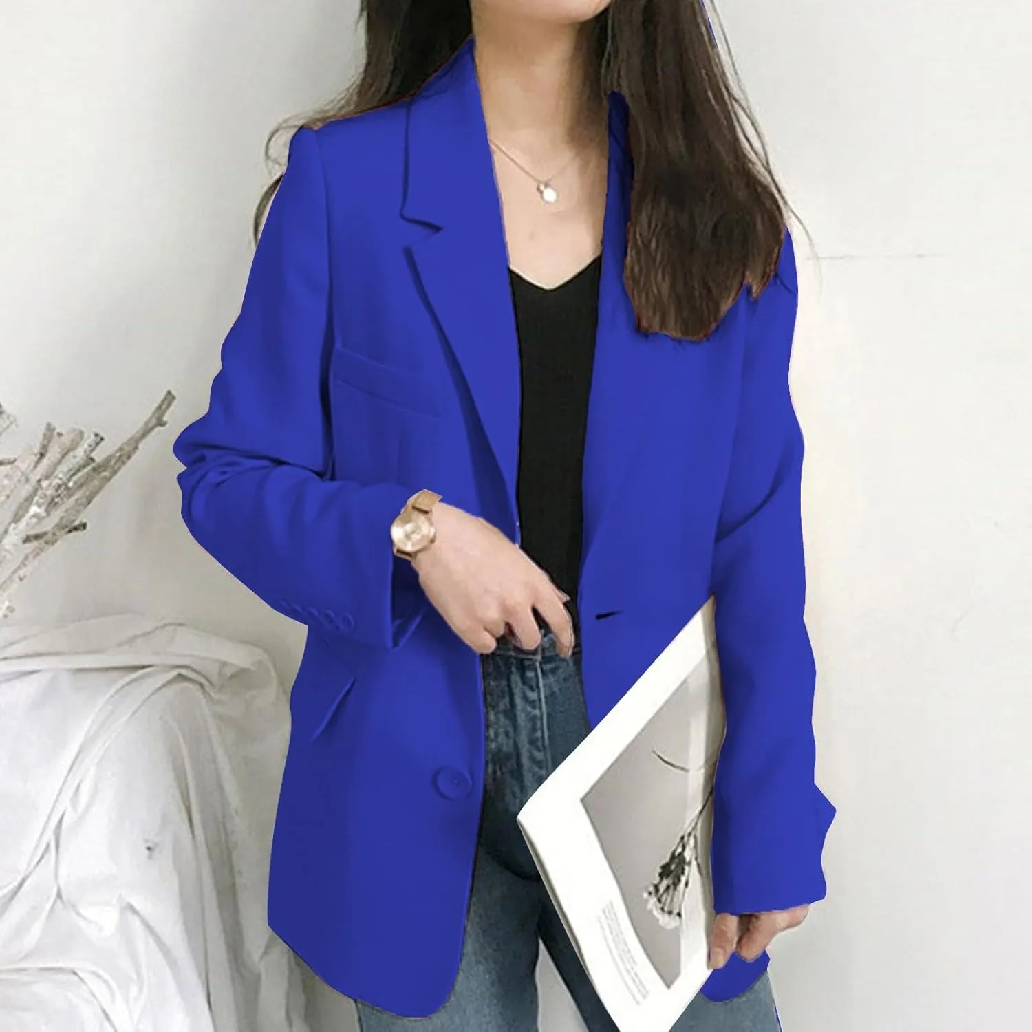 Womens Blazers for Work Casual Business Women Jacket Open Front Causal Novelty Top Baggy With Pockets Blazers