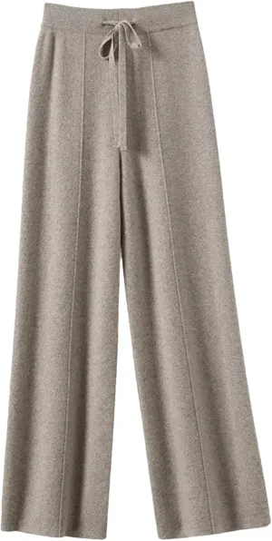 Women’s Cashmere Knit Wide-Leg Pants Plush Loose Fit Autumn Winter Minimalist Trousers
