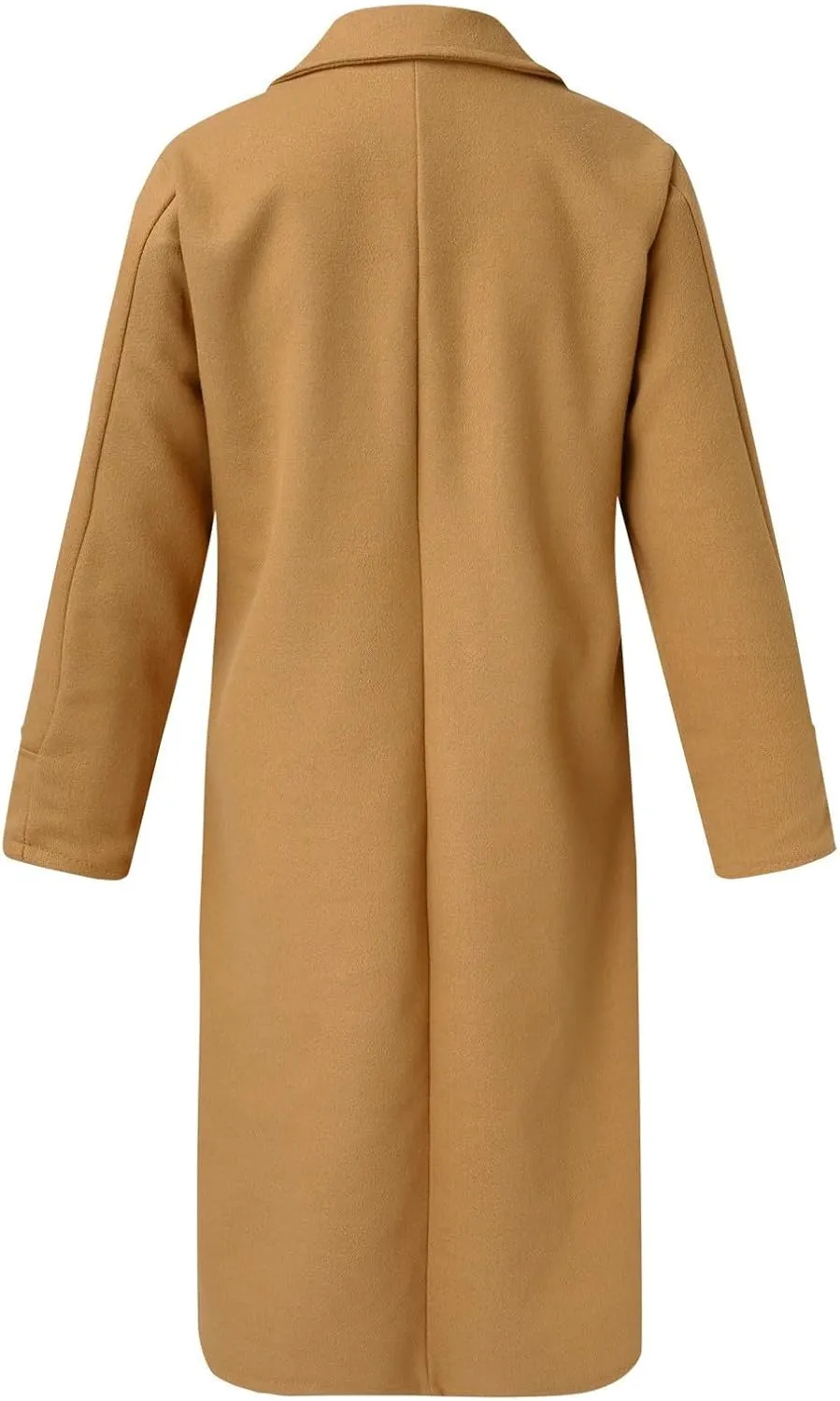 Women's Casual Thicken Wool Blend Lapel Long Sleeve Double Breasted Pea Coat Solid Color Slim Fit Winter Long Coat