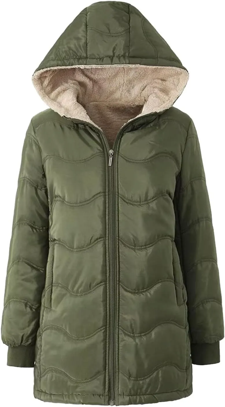 Women's Checked Lamb Velvet Jacket Casual Slim Fit Zipper Solid Color Keep Warm Women's Outdoor Recreation