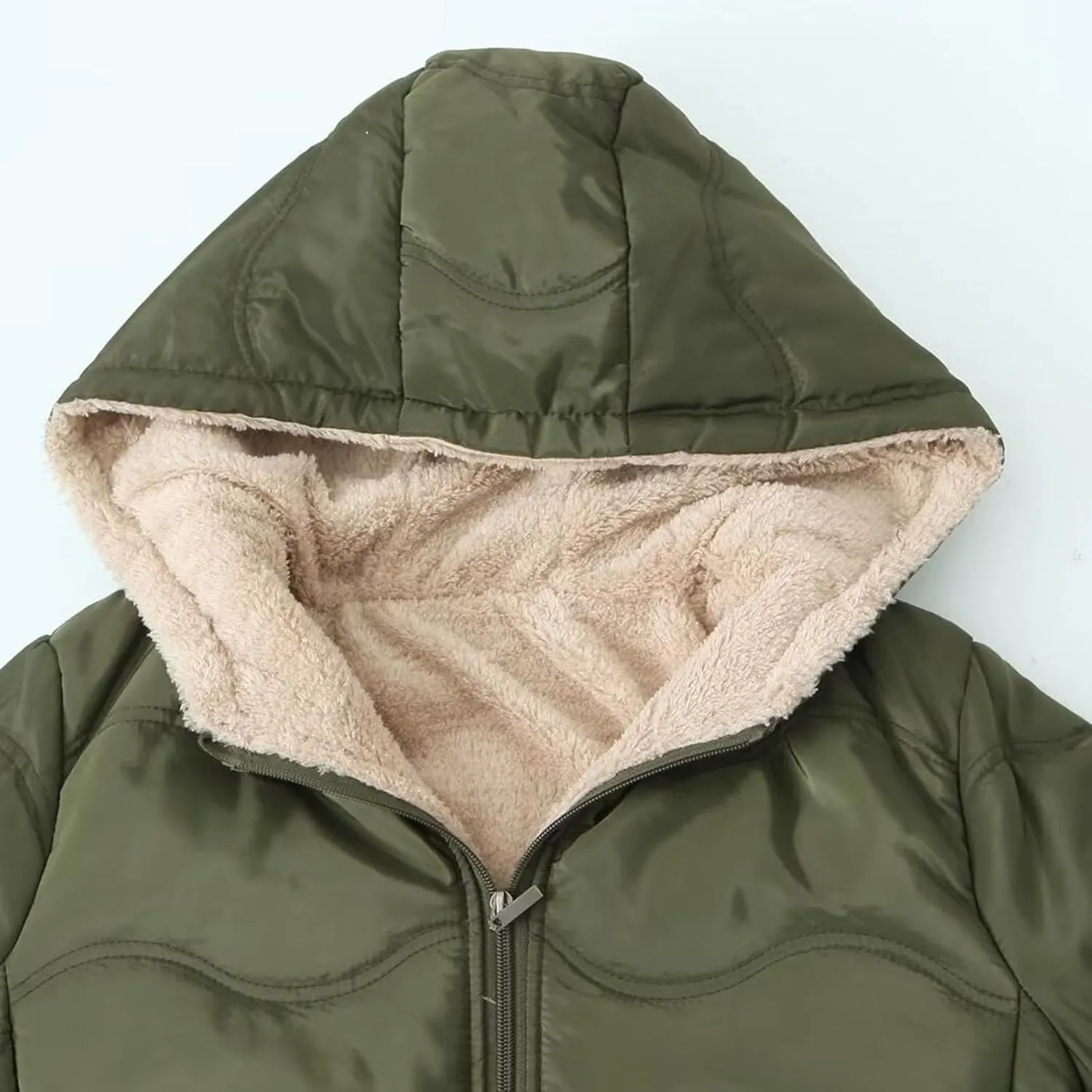 Women's Checked Lamb Velvet Jacket Casual Slim Fit Zipper Solid Color Keep Warm Women's Outdoor Recreation
