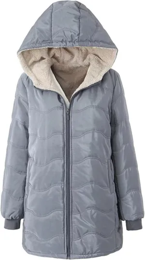 Women's Checked Lamb Velvet Jacket Casual Slim Fit Zipper Solid Color Keep Warm Women's Outdoor Recreation