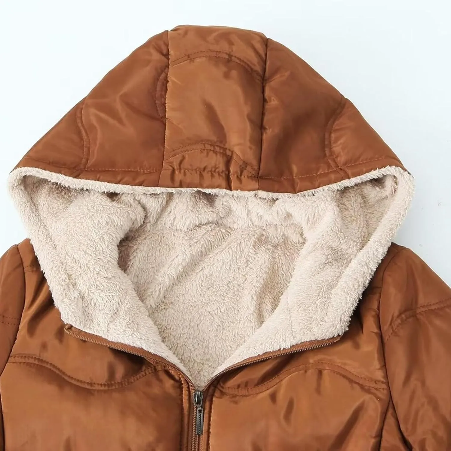 Women's Checked Lamb Velvet Jacket Casual Slim Fit Zipper Solid Color Keep Warm Women's Outdoor Recreation