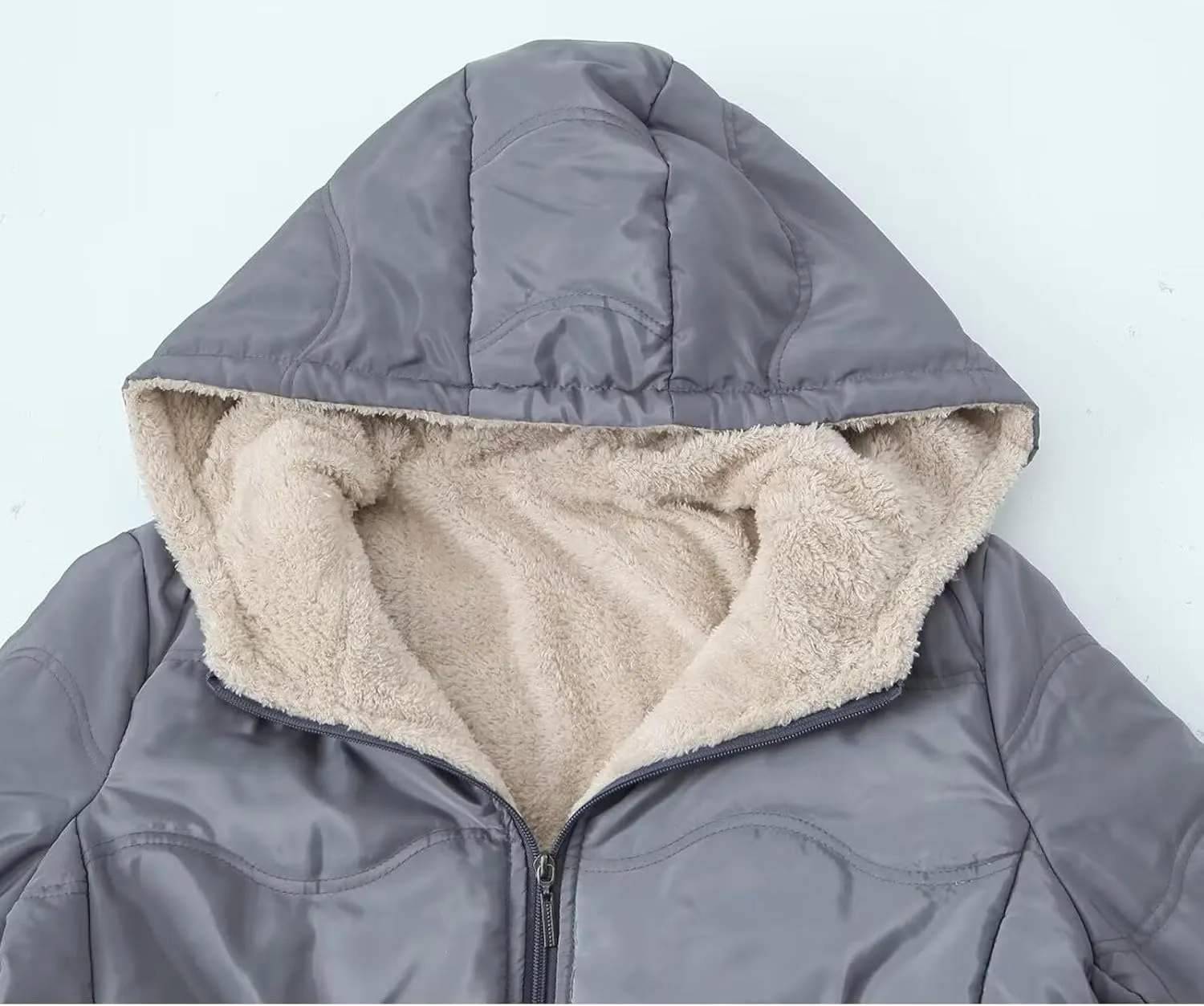 Women's Checked Lamb Velvet Jacket Casual Slim Fit Zipper Solid Color Keep Warm Women's Outdoor Recreation