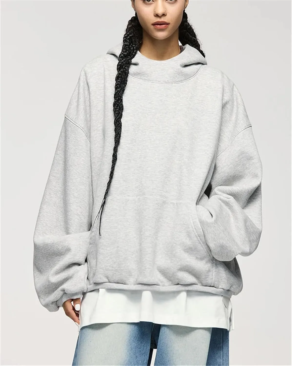 Women's Cropped Fleece Hoodies Unisex Winter Thick Warm High Neck Hooded Sweatshirt Fashion Y2k Clothes