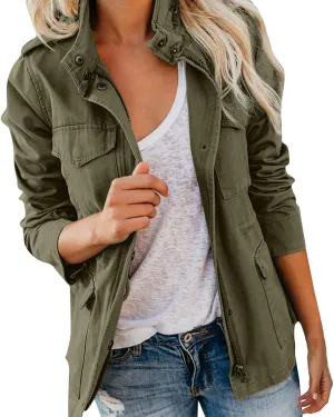 Womens Daily Fall Regular Sleeveless Vest Military Anorak Zip Up Lightweight Hoodies Jacket with Pockets