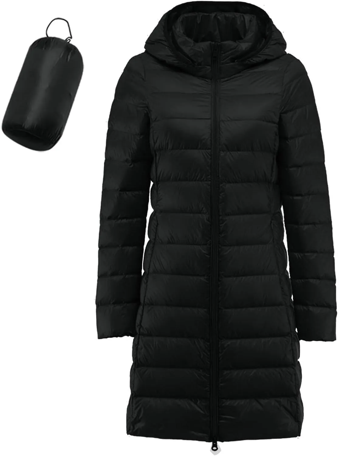 Women's Down Jacket Hooded Windproof Puffer Coat Packable Warm Winter Jacket Lightweight Ladies Parka Zipper Winter Autumn