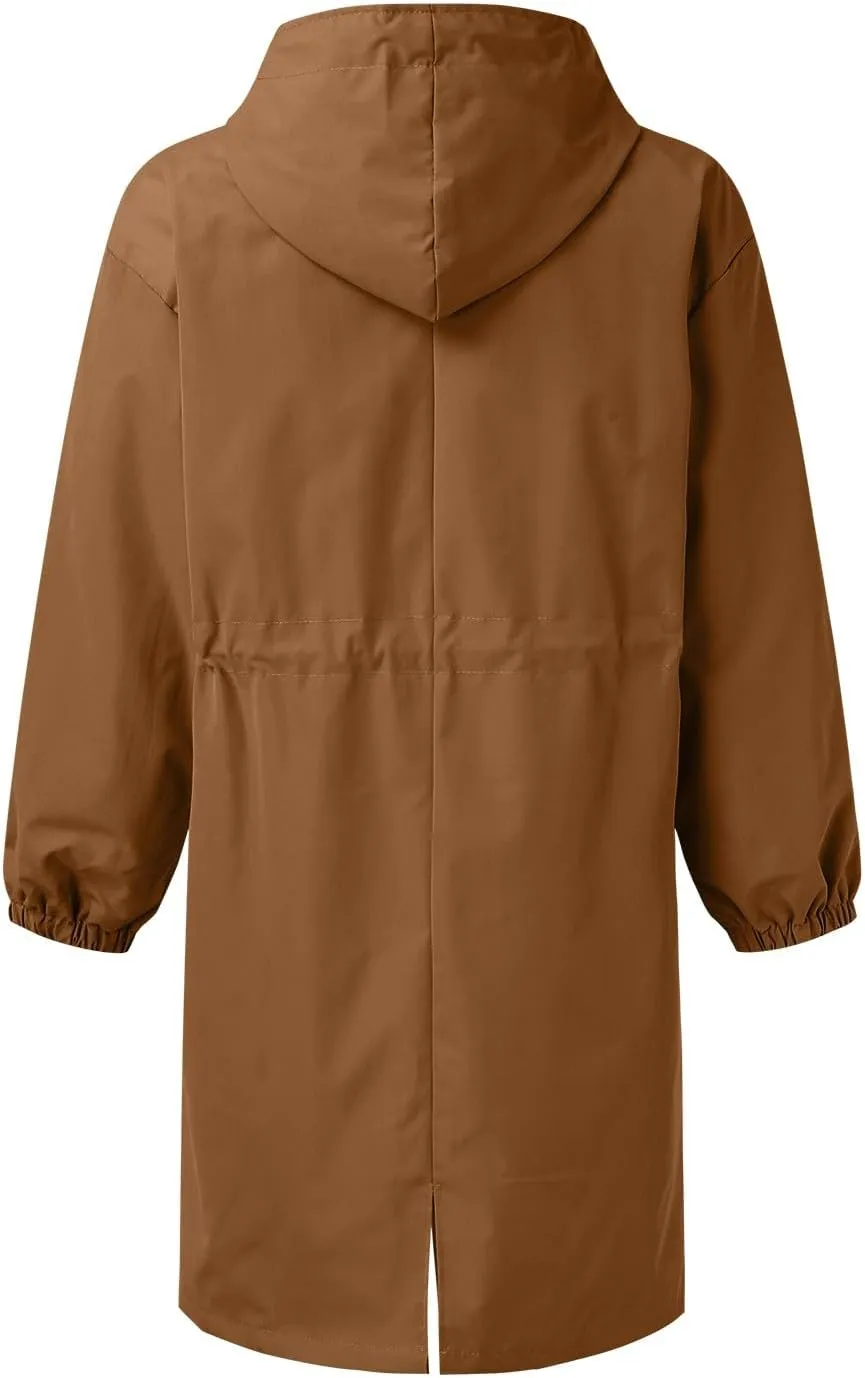 Women's Elegant Notched Collar Double Button Slim Long Wool Blend Pea Coat Jacket