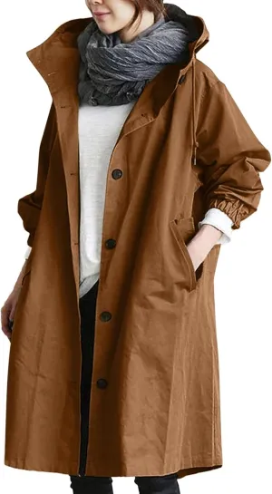 Women's Elegant Notched Collar Double Button Slim Long Wool Blend Pea Coat Jacket