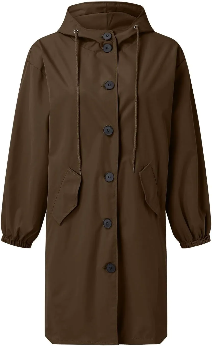 Women's Elegant Notched Collar Double Button Slim Long Wool Blend Pea Coat Jacket