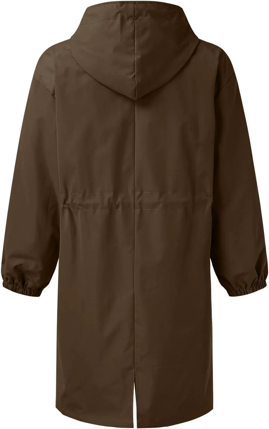 Women's Elegant Notched Collar Double Button Slim Long Wool Blend Pea Coat Jacket