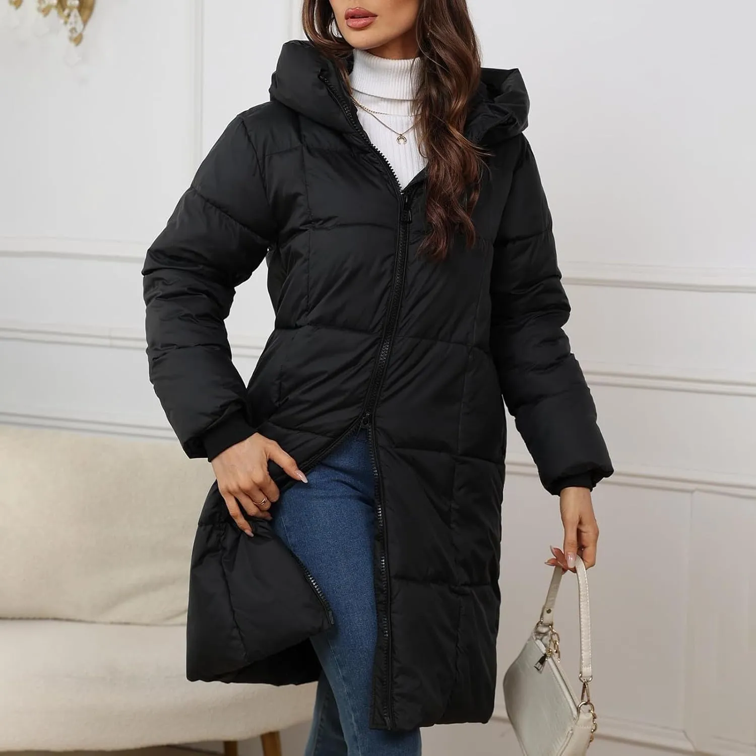 Women's Fall Fashion Winter Trench Coats Quilted Outerwear Winter Jacket Parka Winter Classic Outwear Coats