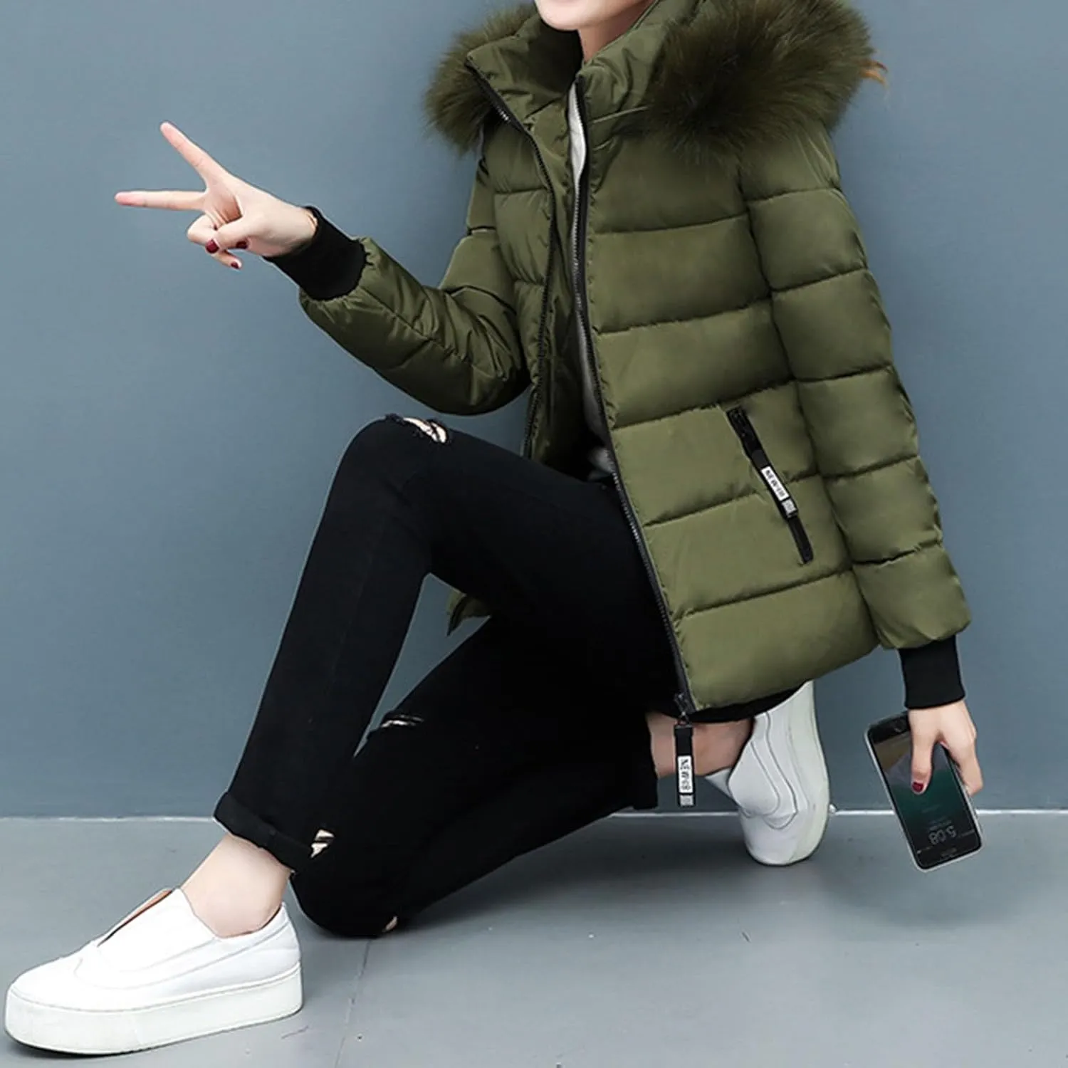 Women's Fall Fashion Winter Trench Coats Quilted Outerwear Winter Jacket Parka Winter Classic Outwear Coats