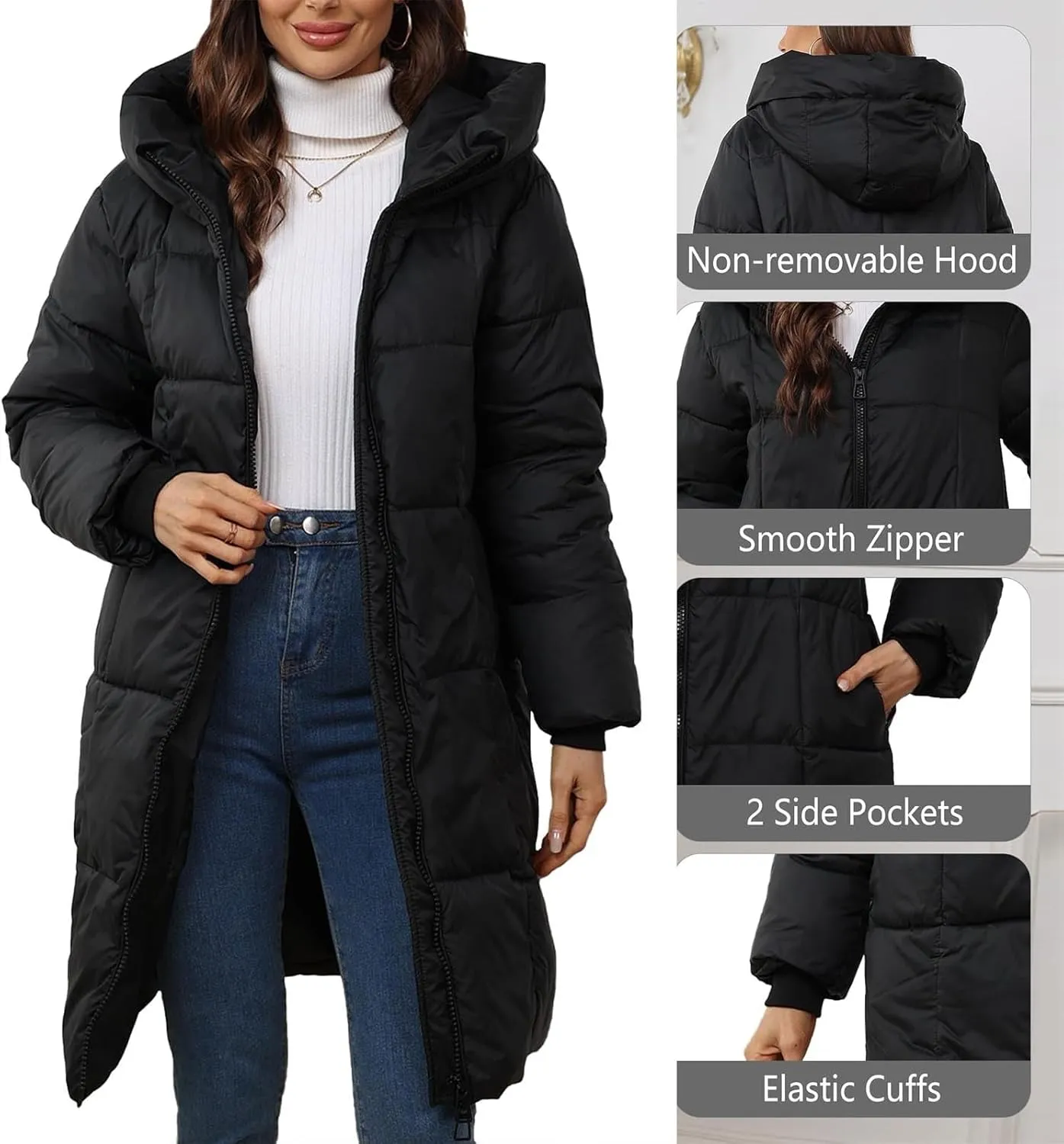 Women's Fall Fashion Winter Trench Coats Quilted Outerwear Winter Jacket Parka Winter Classic Outwear Coats
