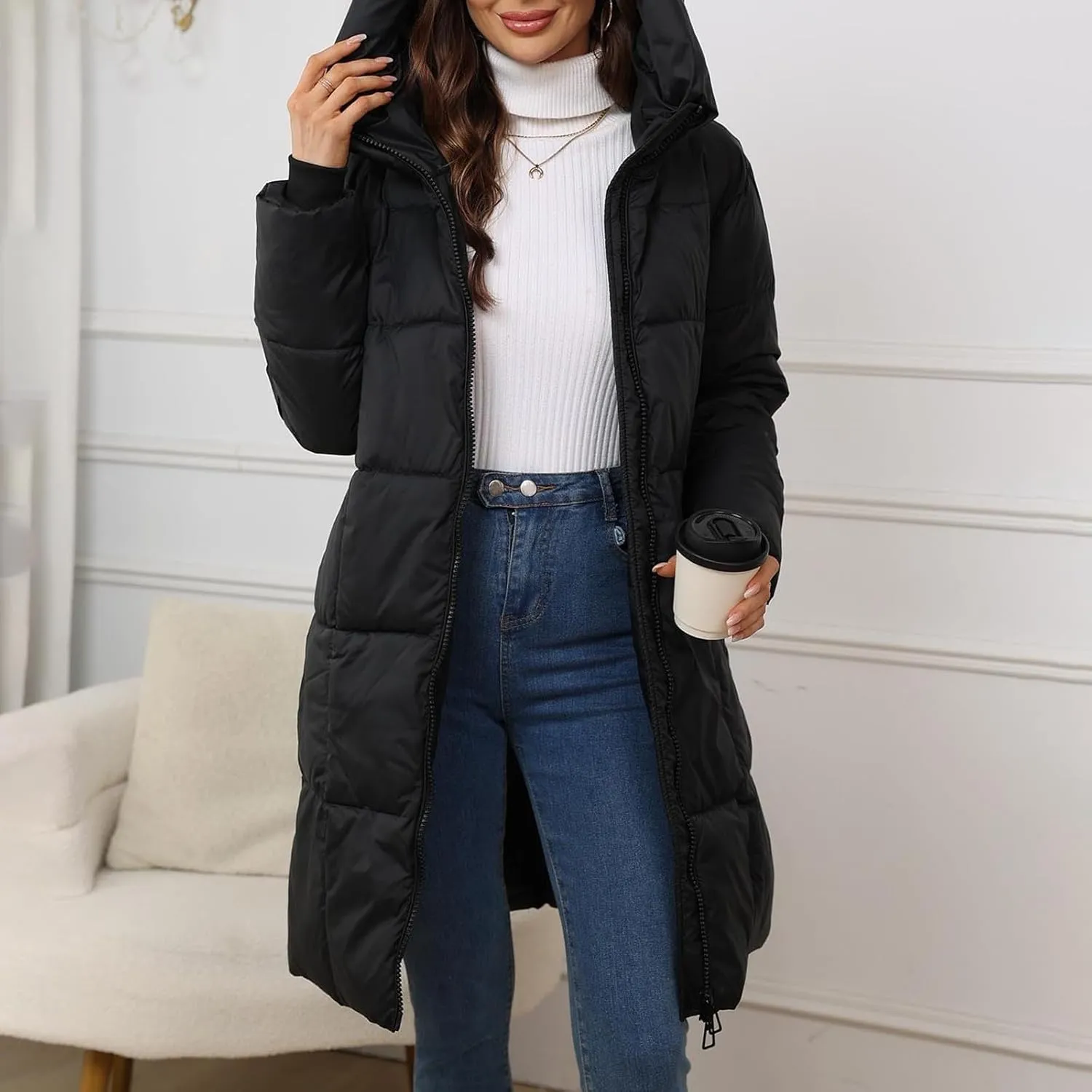 Women's Fall Fashion Winter Trench Coats Quilted Outerwear Winter Jacket Parka Winter Classic Outwear Coats