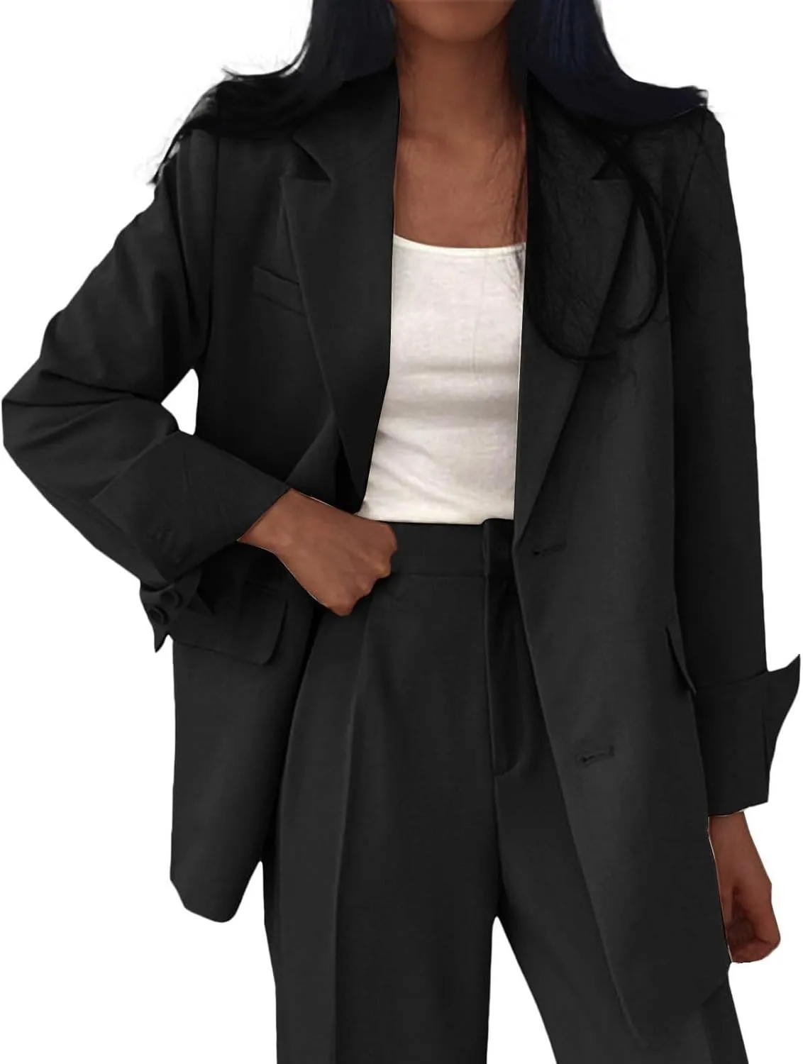 Womens Fashion 2024 Casual Blazers Long Sleeve Lapel Open Front Work Suit Jacket Office Blazer Jackets with Pockets