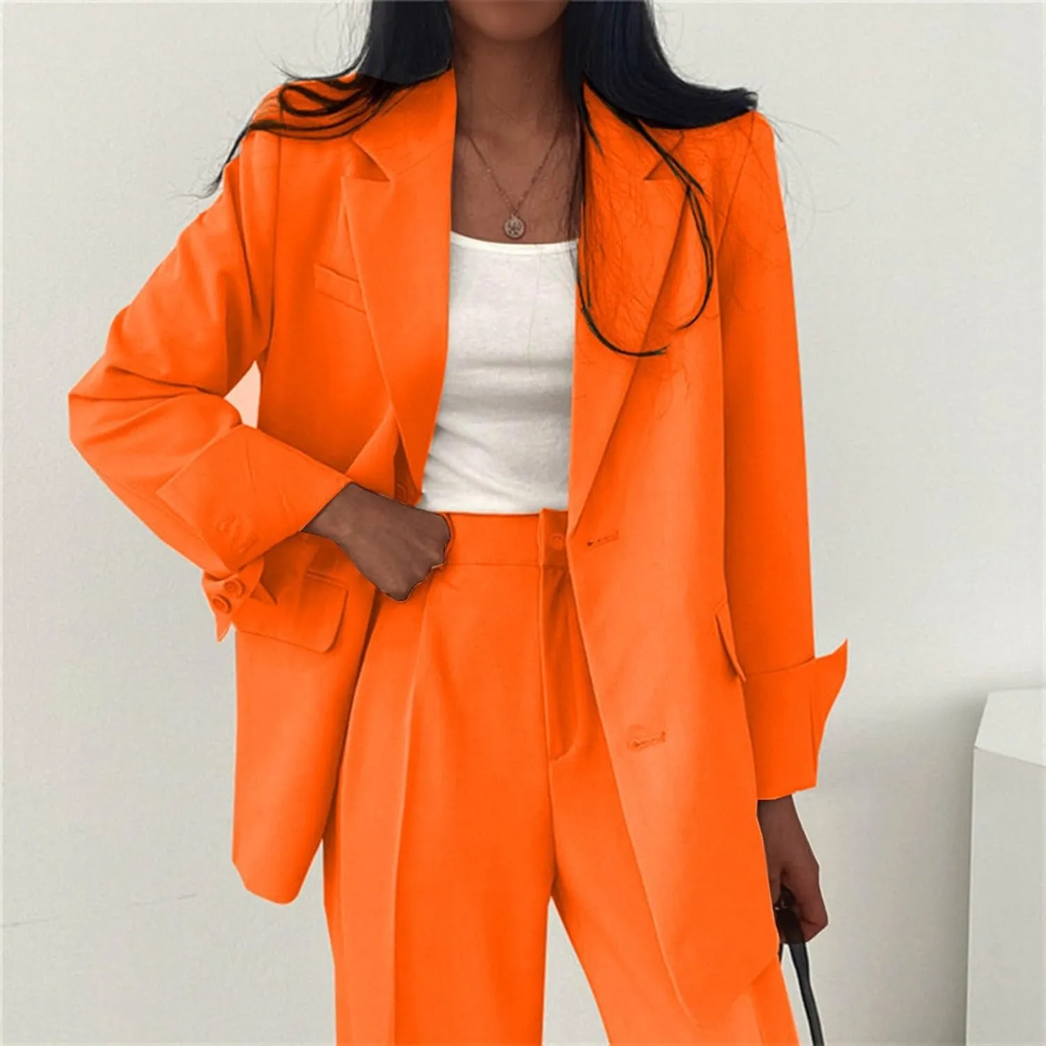 Womens Fashion 2024 Casual Blazers Long Sleeve Lapel Open Front Work Suit Jacket Office Blazer Jackets with Pockets