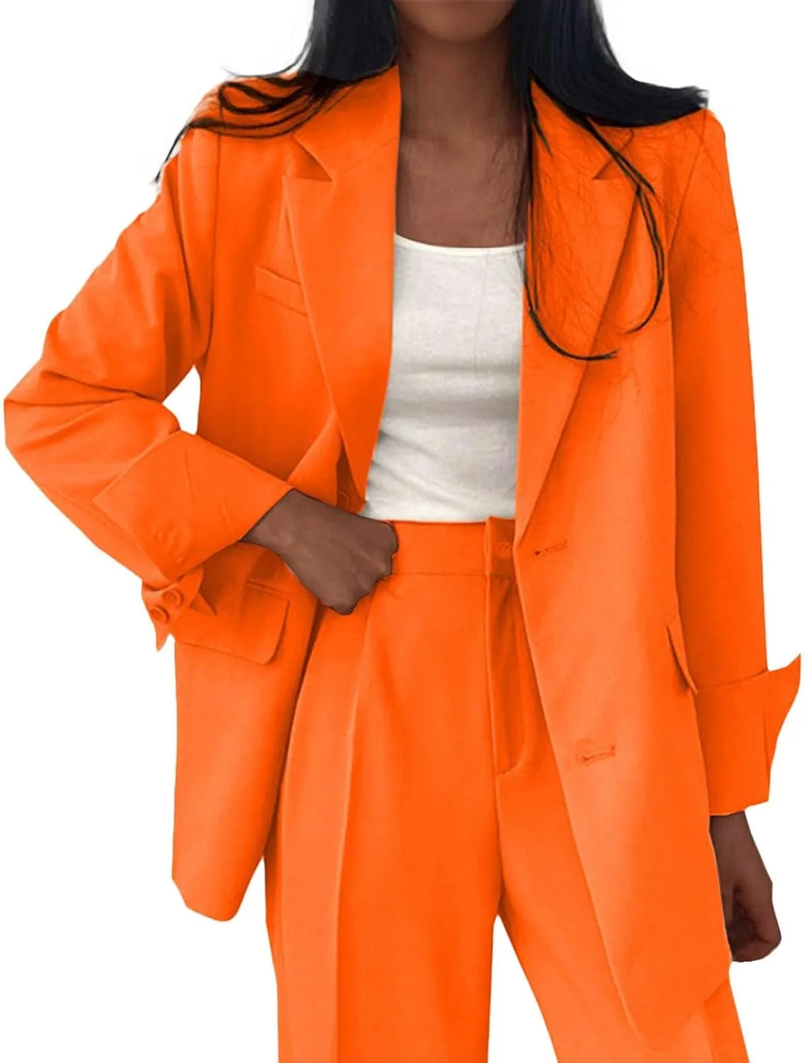 Womens Fashion 2024 Casual Blazers Long Sleeve Lapel Open Front Work Suit Jacket Office Blazer Jackets with Pockets