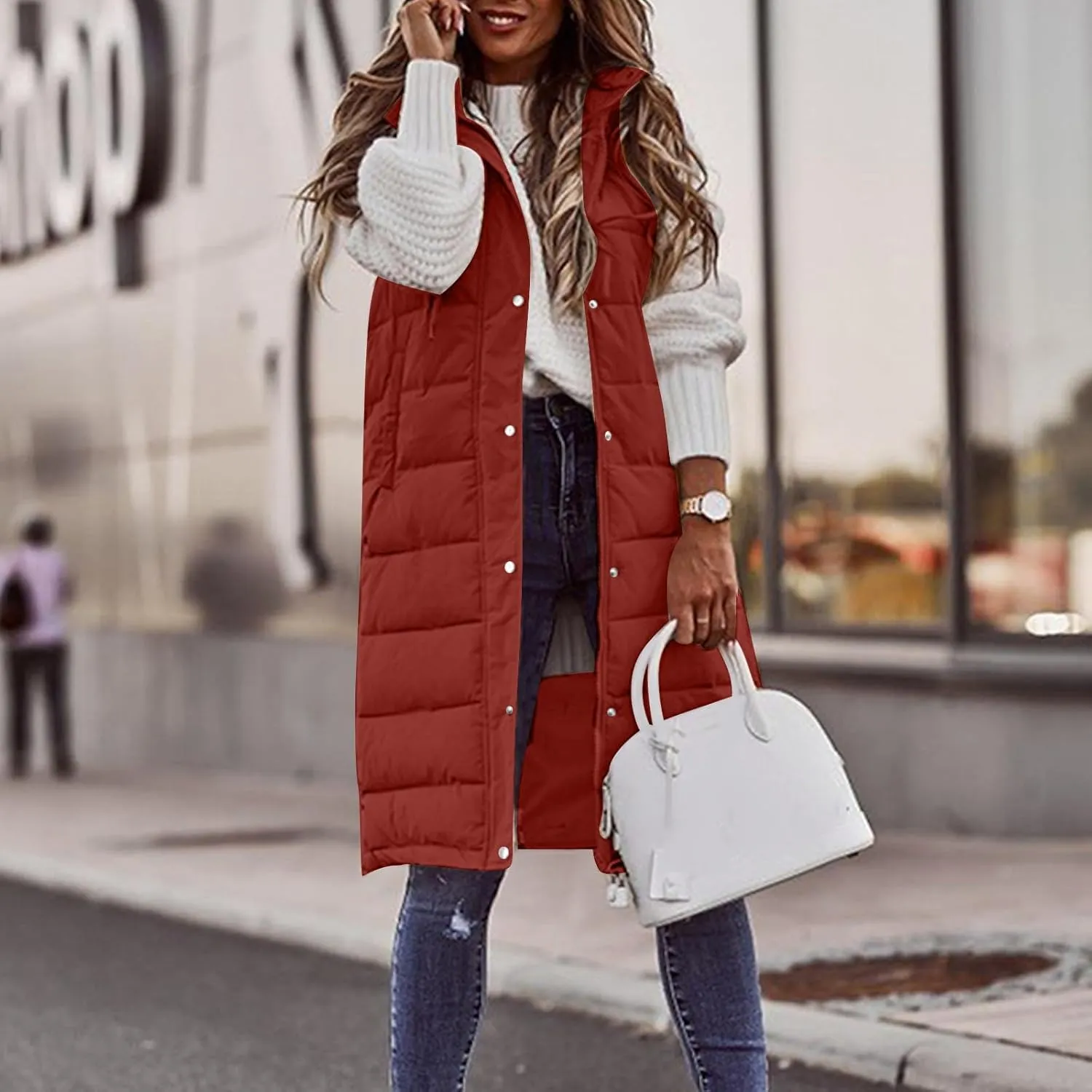 Womens Fashion Leisure Puffer Jacket Vest Classic Solid Sleeveless Gilet Plus Size Hooded Outwear 2024 Winter Coats