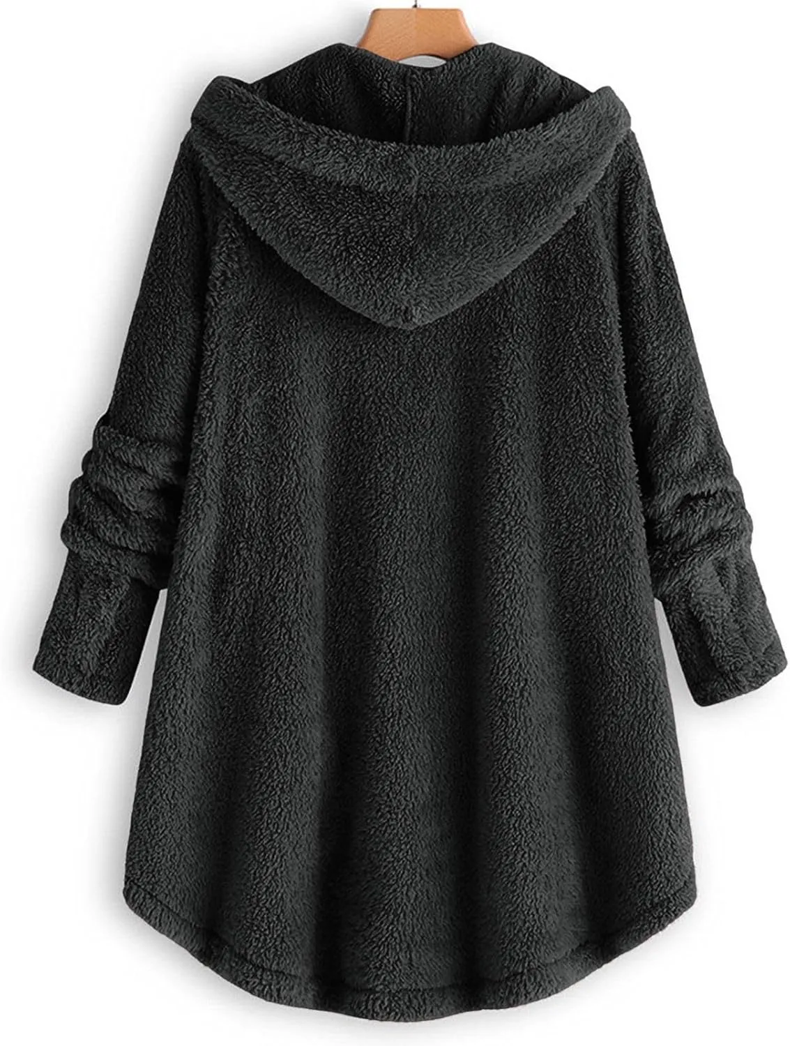 Women's Fleece Jackets Button Down Fuzzy Sherpa Lined Hooded Cardigans Jacket Casual Open Front Warm Plush Outwear