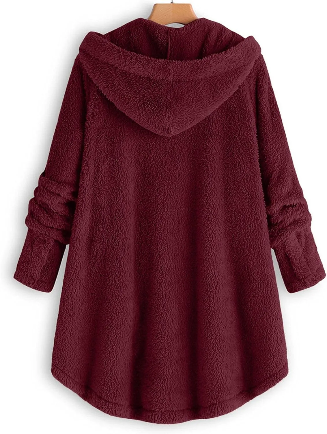 Women's Fleece Jackets Button Down Fuzzy Sherpa Lined Hooded Cardigans Jacket Casual Open Front Warm Plush Outwear