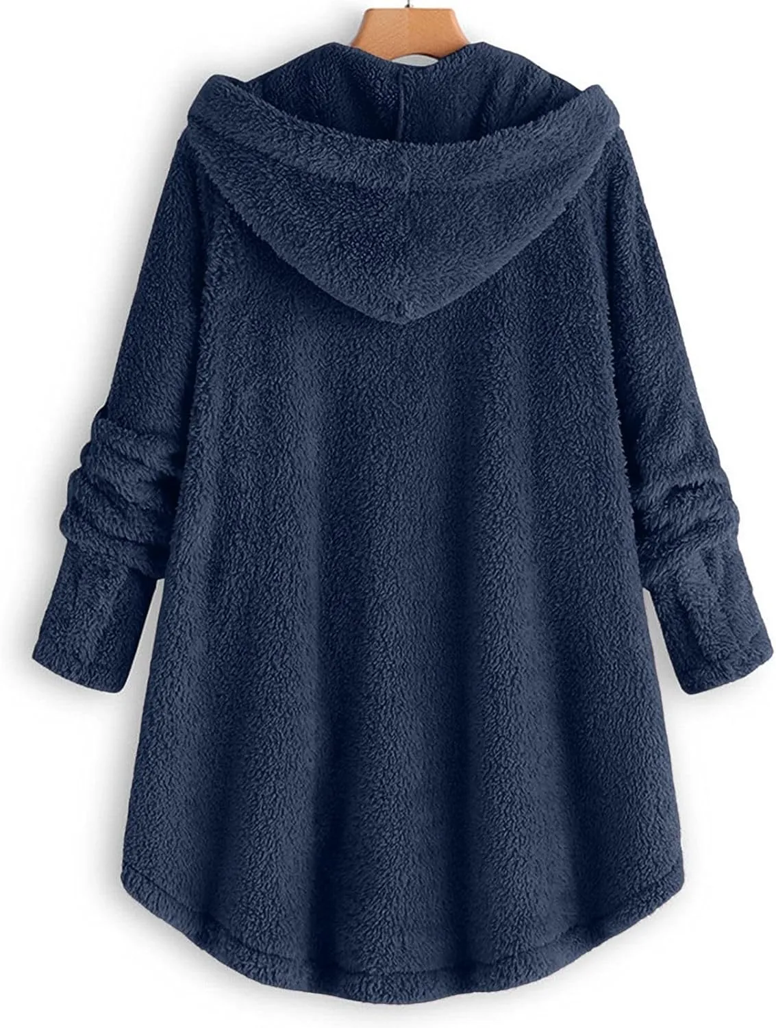 Women's Fleece Jackets Button Down Fuzzy Sherpa Lined Hooded Cardigans Jacket Casual Open Front Warm Plush Outwear