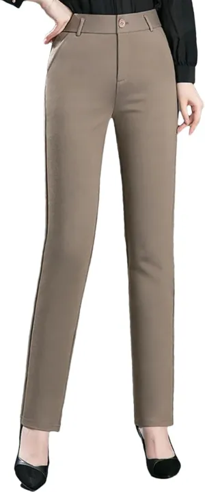 Women’s Knit Slim Leg Pants Elastic High Waist Year-Round Casual Minimalist Loungewear
