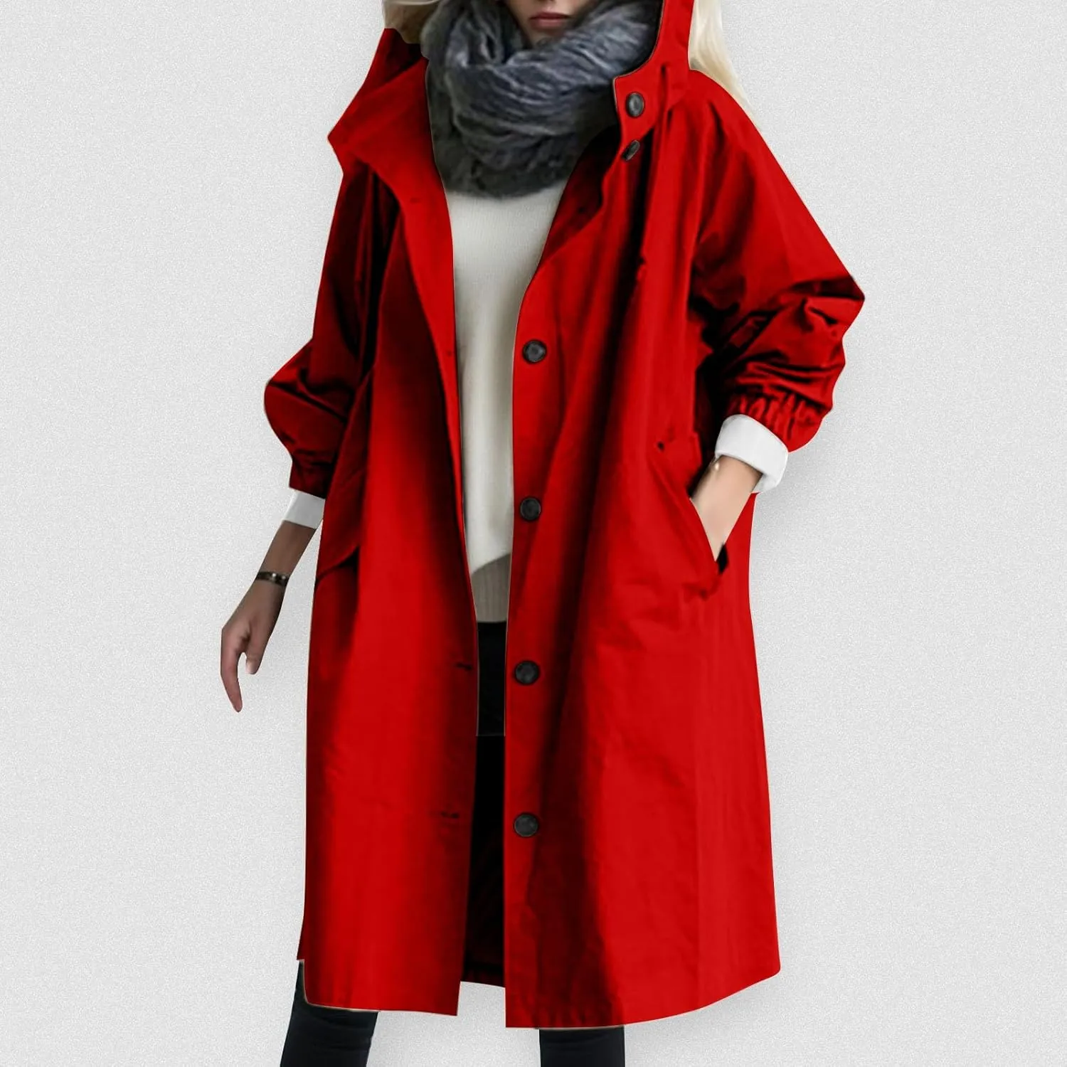 Womens Lightwight Loose Fit Long Jackets Long Sleeve Button Down Oversized Windbreaker Casual Open Front Cardigans