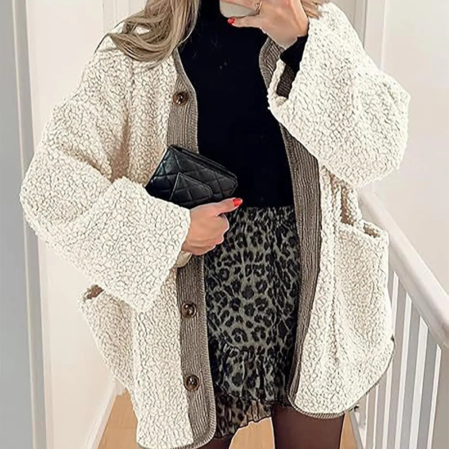 Womens Long-Sleeve Hooded Puffer Coat Jacket Loose Pocket Cotton Jacket Womens Winter Jacket Women Winter Jacket