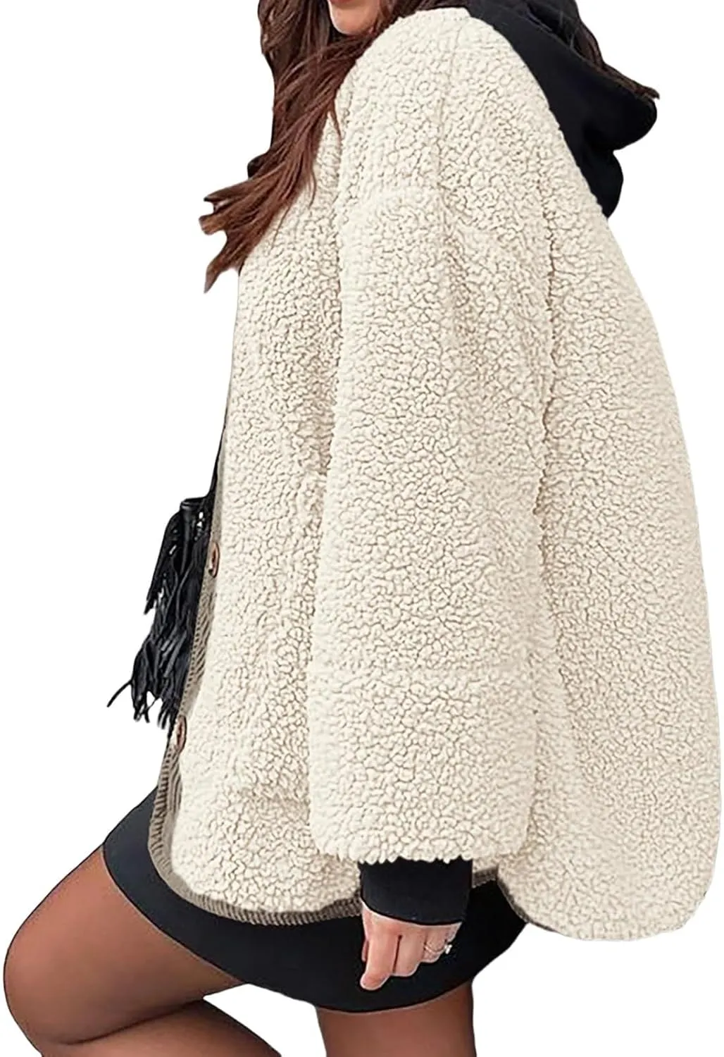 Womens Long-Sleeve Hooded Puffer Coat Jacket Loose Pocket Cotton Jacket Womens Winter Jacket Women Winter Jacket