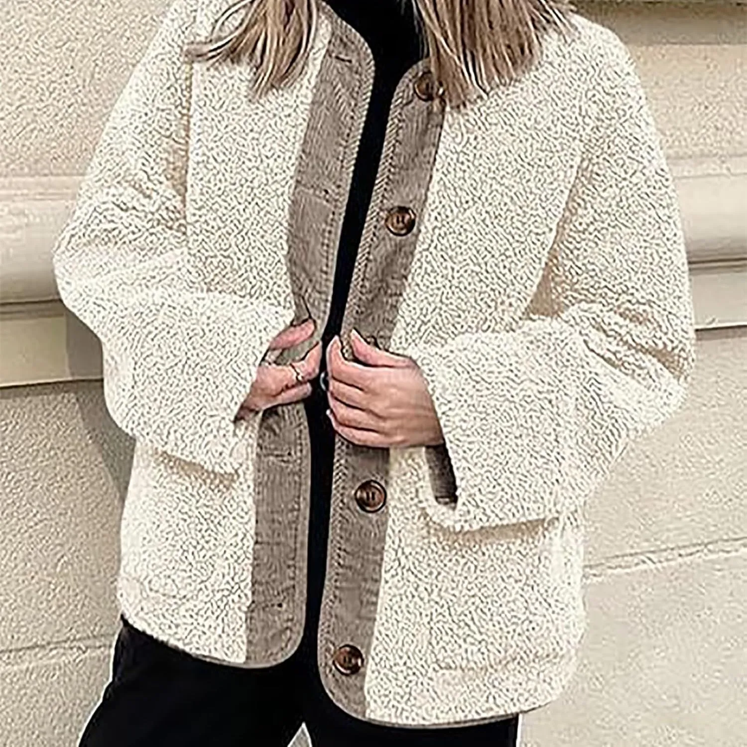Womens Long-Sleeve Hooded Puffer Coat Jacket Loose Pocket Cotton Jacket Womens Winter Jacket Women Winter Jacket
