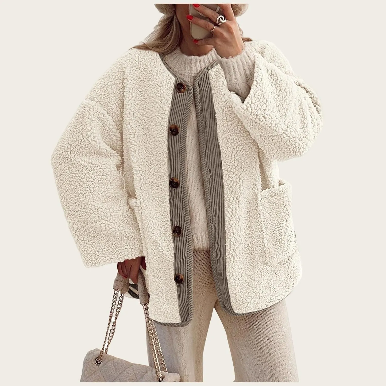 Womens Long-Sleeve Hooded Puffer Coat Jacket Loose Pocket Cotton Jacket Womens Winter Jacket Women Winter Jacket