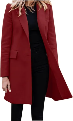 Womens Oversized Blazers Casual Business Long Sleeve Lapel Suit Jackets Fashion Loose Single Breasted Cardigan Jacket