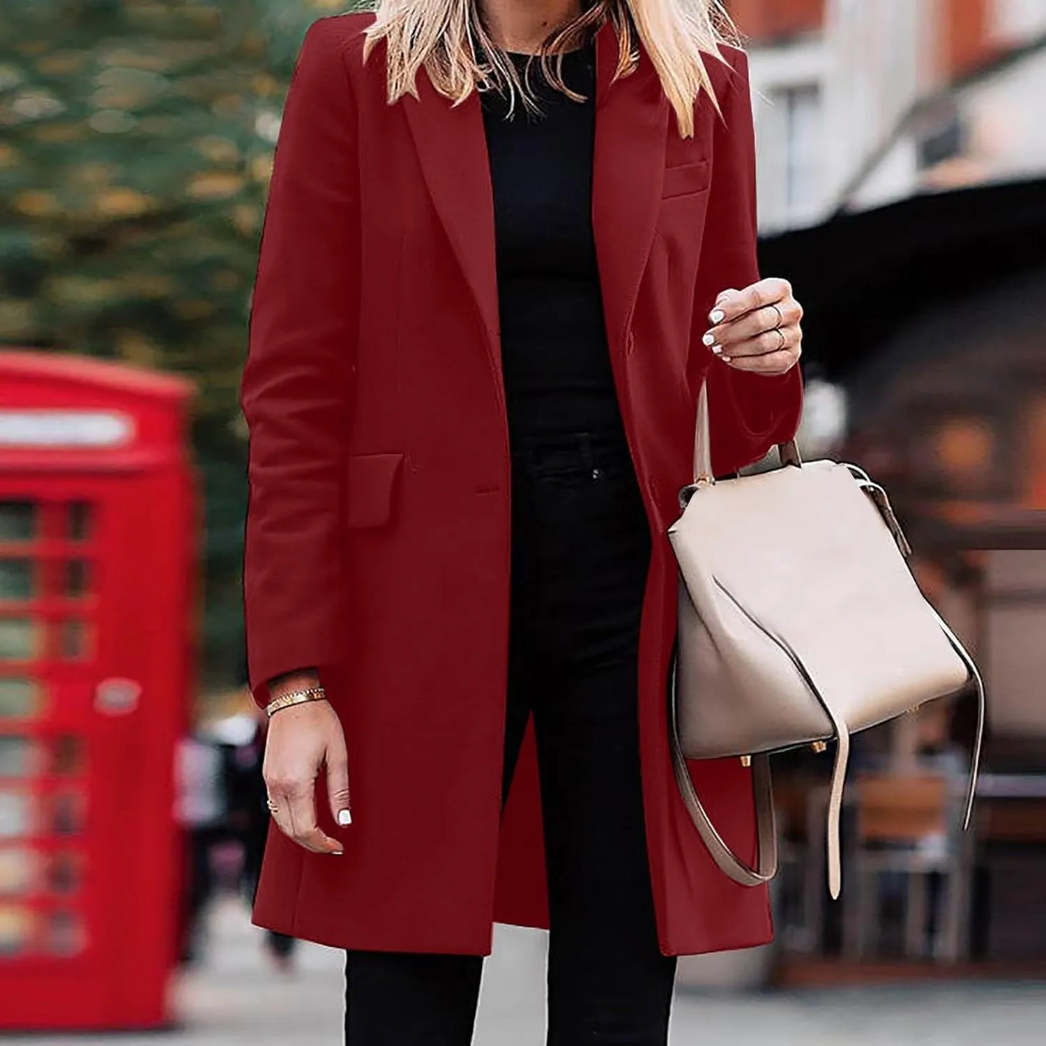 Womens Oversized Blazers Casual Business Long Sleeve Lapel Suit Jackets Fashion Loose Single Breasted Cardigan Jacket