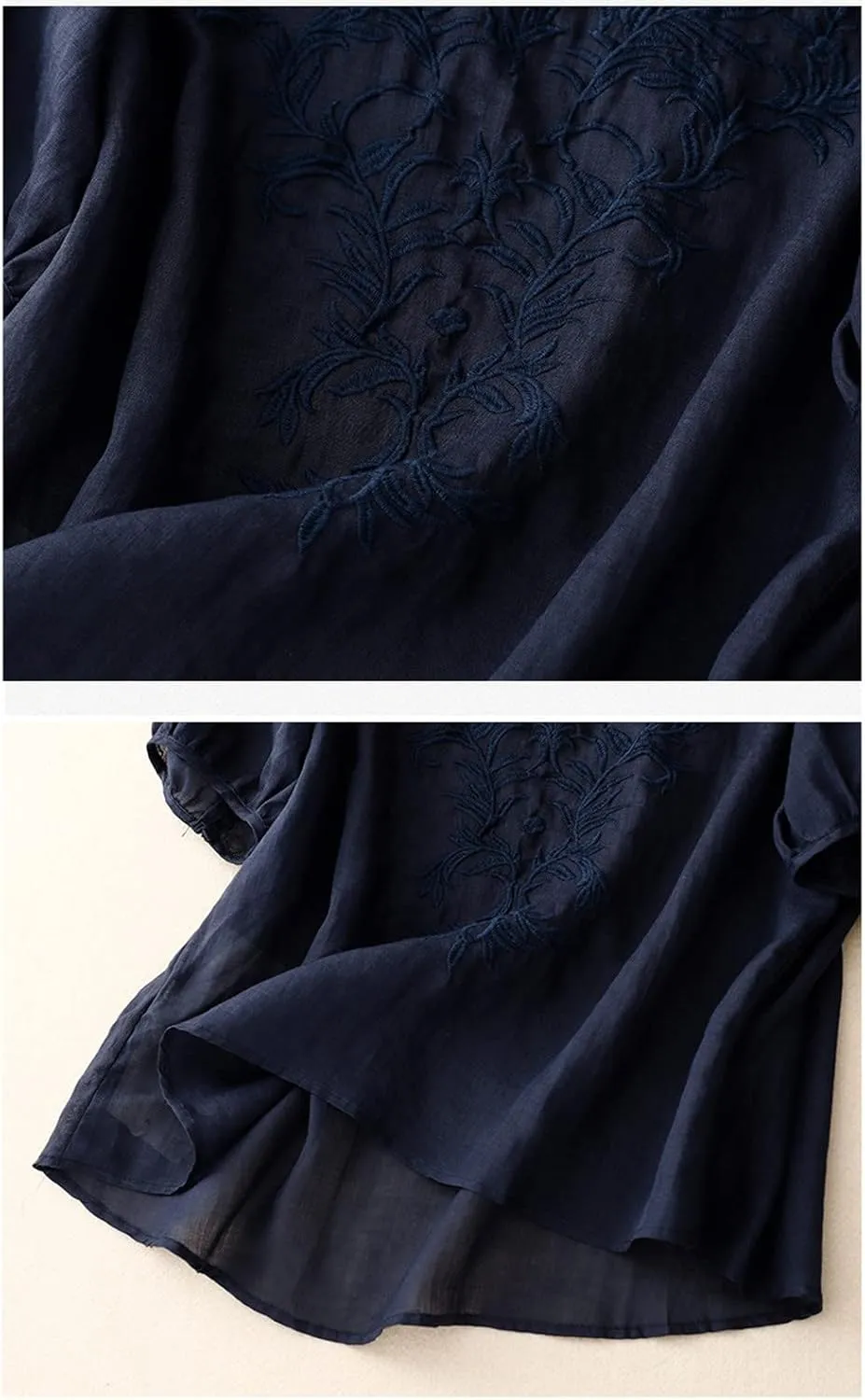 Womens Peasant Tops and Blouses Mexican V Neck Cotton Linen T-Shirts Summer Embroidered Short Sleeve Blouse