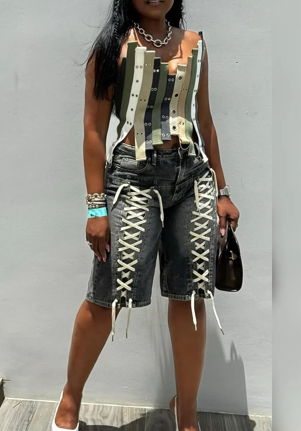 Women's Ripped Jean Shorts Casual Summer High Waisted Stretch Distressed Frayed Raw Hem Denim Shorts