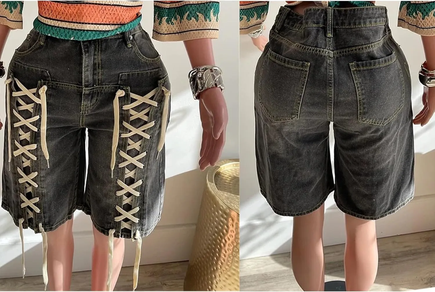 Women's Ripped Jean Shorts Casual Summer High Waisted Stretch Distressed Frayed Raw Hem Denim Shorts